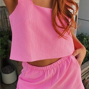 Show Me Your MuMu Tara Linen Crop Top BubbleGum Glaze